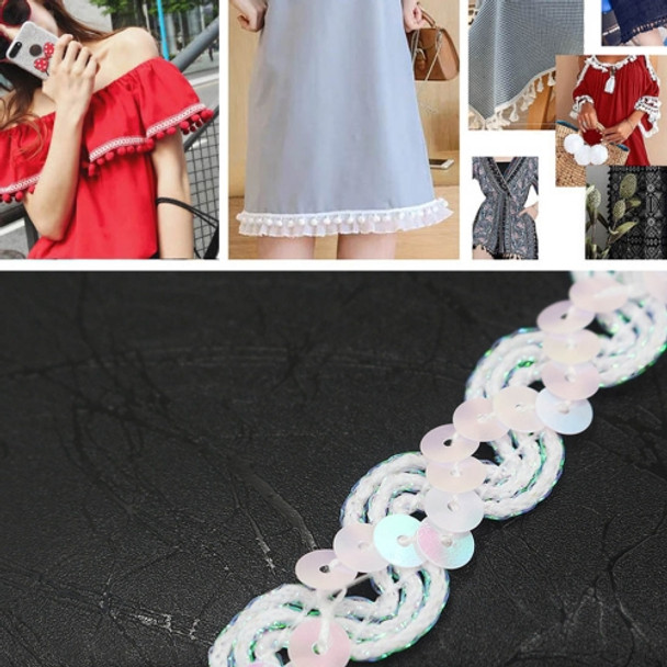 ZP0003015 Wave Shape Sequins Lace Belt DIY Clothing Accessories, Length: 25m, Width: 1.5cm(White)