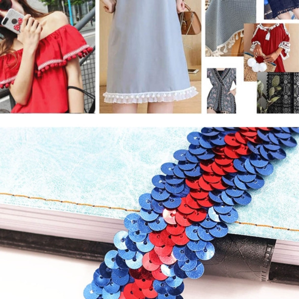 LP000330 Three-row Elastic Connection Sequins Lace Belt DIY Clothing Accessories, Length: 45.72m, Width: 3cm(Red Blue)