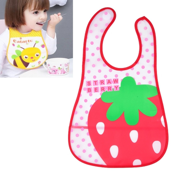 5 PCS Adjustable Baby Bibs Plastic Waterproof Lunch Feeding Bibs Baby Cartoon Feeding Cloth Children Baby Apron(Red strawberry)