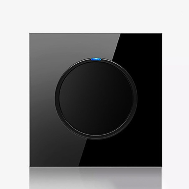 86mm Round LED Tempered Glass Switch Panel, Black Round Glass, Style:One Open Dual Control