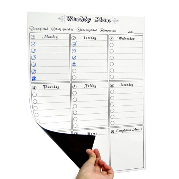 Magnetic Weekly Plan Refrigerator Magnet PET Magnetic Soft Whiteboard, Size: 29.7cm x 42cm (White)