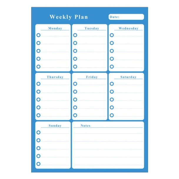 Magnetic Weekly Plan Refrigerator Magnet PET Magnetic Soft Whiteboard, Size: 29.7cm x 42cm (Blue)