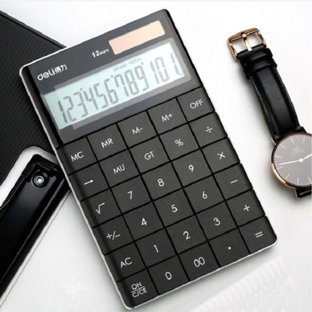 Deli 1589 Solar Large Button Calculator Office Business Colorful Portable Tablet Calculator(Black)