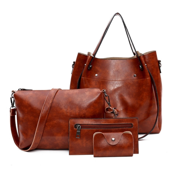 4 in 1 Women Handbags Versatile Fashion Large Capacity Messenger Bag(Brown)