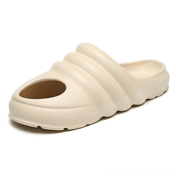 Large Size Summer Slippers Men Casual Hole Shoes, Size: 45(Beige)