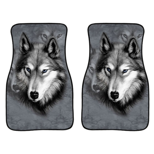 2 in 1 Universal Printing Auto Car Floor Mats Set, Style:Grey Wolf