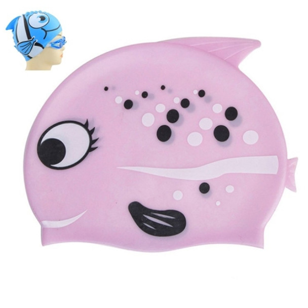 Ear Protection Small Fish Pattern Diving Cap Children Silicone Swimming Cap(L)