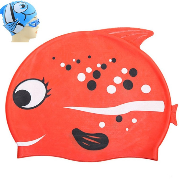 Ear Protection Small Fish Pattern Diving Cap Children Silicone Swimming Cap(A)
