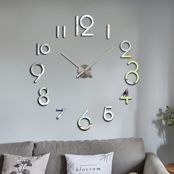 Creative DIY Acrylic Clock Home Digital Wall Clock(Silver)