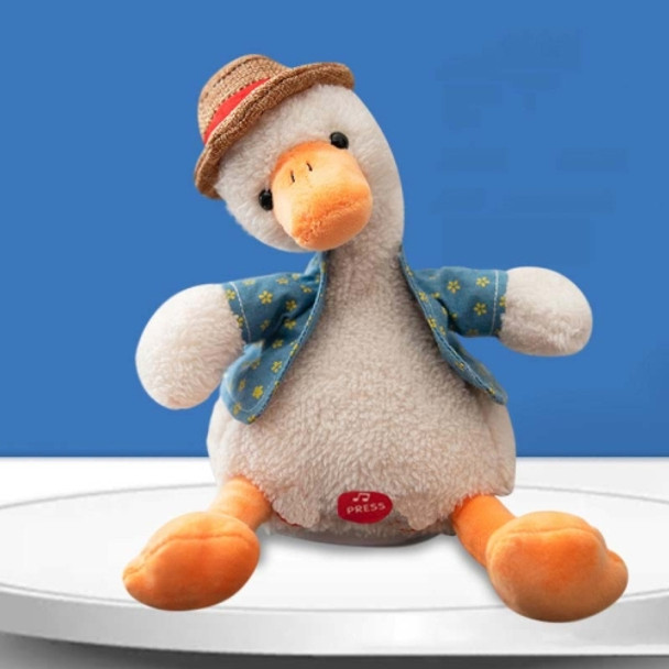 Repeat Duck Tricky Duck Learn Talking Singing Plush Duck Toy, Style:Battery Powered
