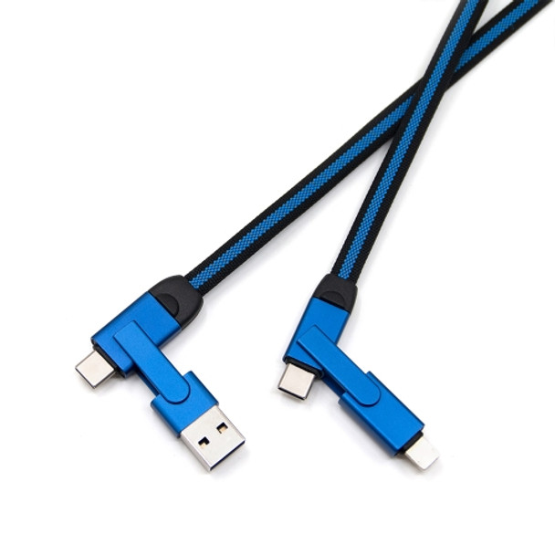 FLOVEME YXF221464 PD 60W 3A 6 in 1 USB / USB-C / Type-C to 8 Pin + Micro USB + USB-C / Type-C Braided Fast Charging Data Cable, Length: 1m(Blue)