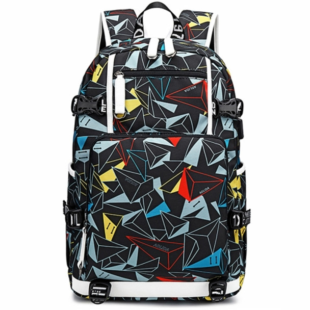 6101-4 Thermal Transfer Casual Backpack Simple Student Schoolbag(Triangle Yellow)