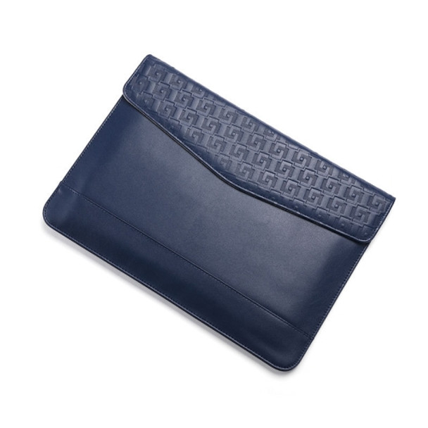 Horizontal  Embossed Notebook Liner Bag Ultra-Thin Magnetic Holster, Applicable Model: 14-15 inch(Dark Blue)