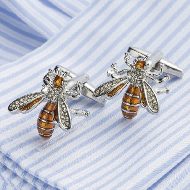 1 Pair Enamel Bee French Shirt Cufflinks for Men
