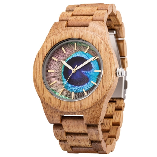 MUJUZE MU-1008 Men Wooden Watch Personality 3D Printed Pattern Watch(Mango Wood)