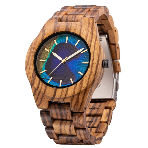 MUJUZE MU-1008 Men Wooden Watch Personality 3D Printed Pattern Watch(Zebra Wood)