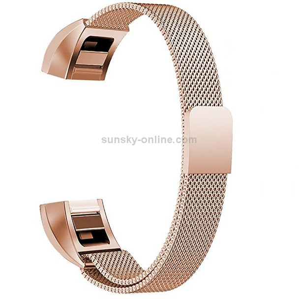 Stainless Steel Magnet Wrist Strap for FITBIT Alta, Size:Small, 130-170mm (Rose Gold)