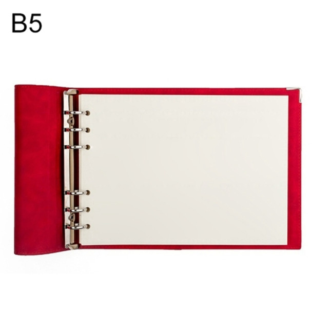 B5 Faux Leather Loose-leaf Grid Notebook, Style:Blank Inner Core(Red)