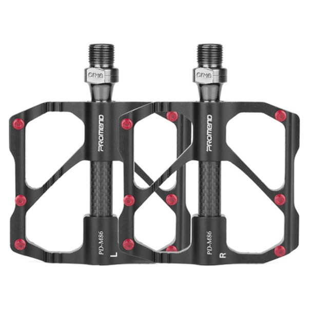 PD-M86C  1 Pair PROMEND Bicycle Road Bike Mountain Bike 3 Palin Carbon Fiber Bearing Pedal(Black)