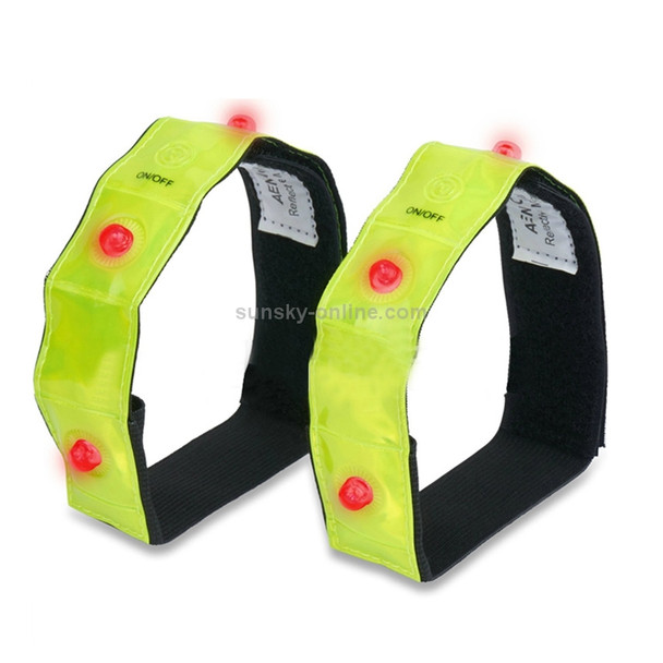 4 LED Lights Safety Run Reflective Arm /Leg Bands (set of 2pcs)