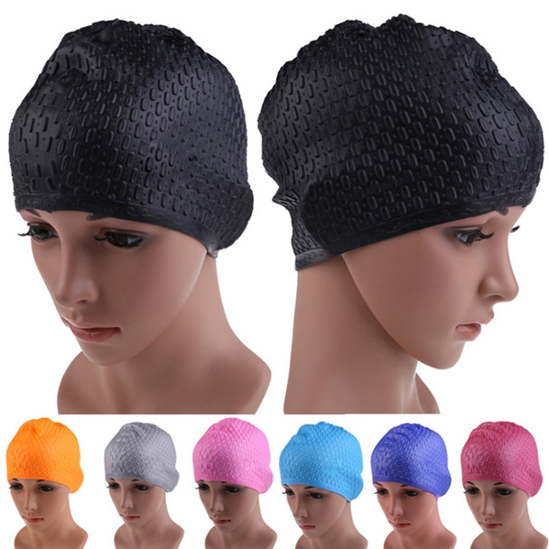 2 PCS Silicone Waterproof Swimming Caps Protect Ears Long Hair Sports Swimming Cap for Adults(Rose Red)