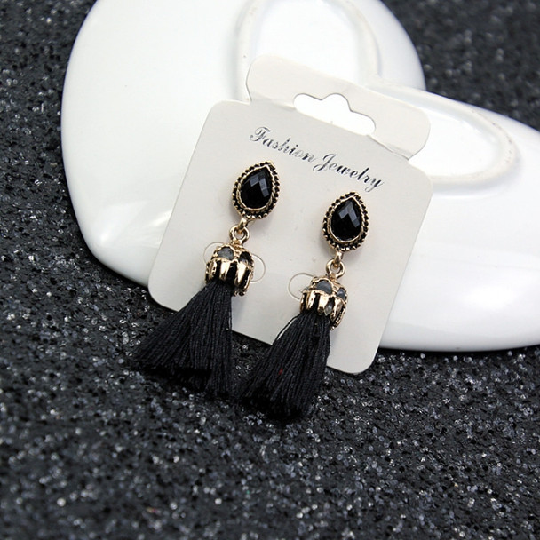 1 Pair Long Tassel Earrings for Women Fashion Jewelry Gifts(Black)