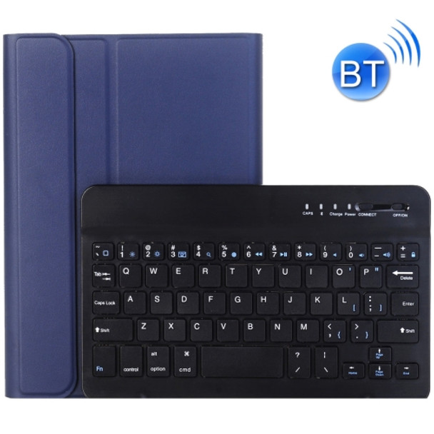 For iPad Mini 4 Ultra-thin ABS Bluetooth Keyboard Horizontal Flip Leather Case with Holder (Dark Blue)