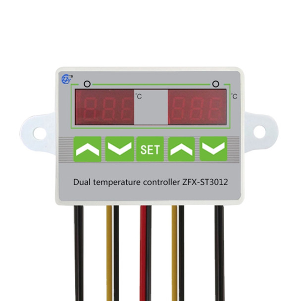 ST3012 Microcomputer Intelligent Temperature Controller Dual Temperature Dual Control Electronic Temperature Controller, Voltage:24V