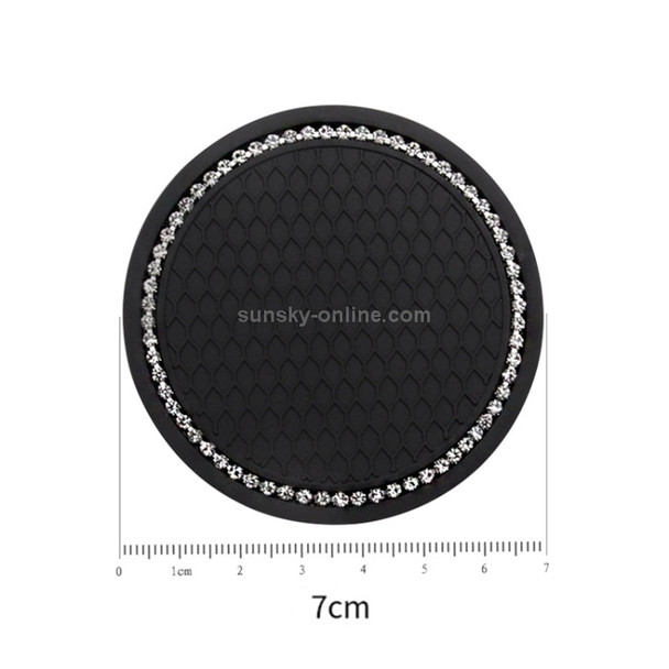 2 PCS Car Diamond Anti-skid Soft Rubber Water Cup Mat(Black)