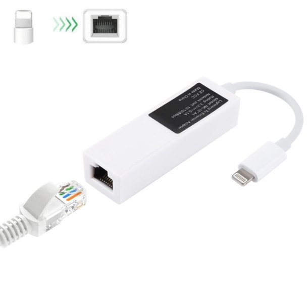 NK107A1 8 Pin to RJ45 Ethernet LAN Network Adapter Cable, Total Length: 16cm, for iPhone X & XS & XR & XS MAX, iPhone 8 Plus & 7 Plus, iPhone 8 & 7, iPad(White)