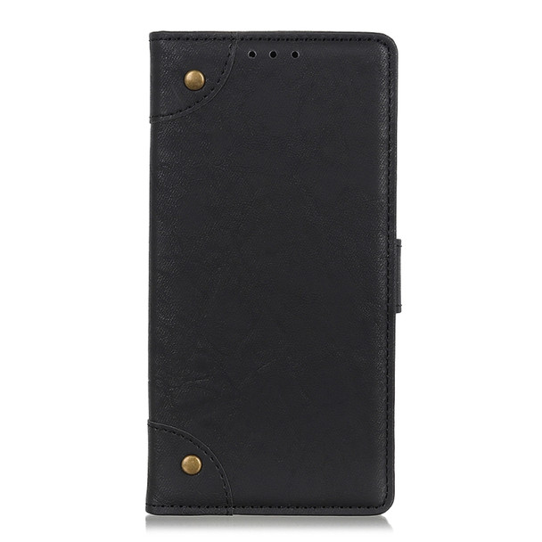 For Alcatel 1V (2019) Copper Buckle Retro Crazy Horse Texture Horizontal Flip Leather Case with Holder & Card Slots & Wallet(Black)