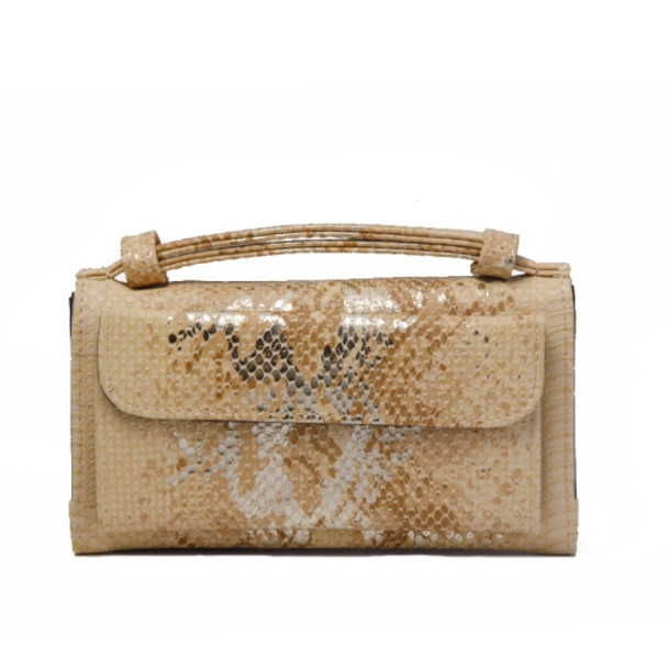 Ladies Snake Sequins Print Wrist Bag Multifunctional Chain One-Shoulder Diagonal Wallet(Gold)