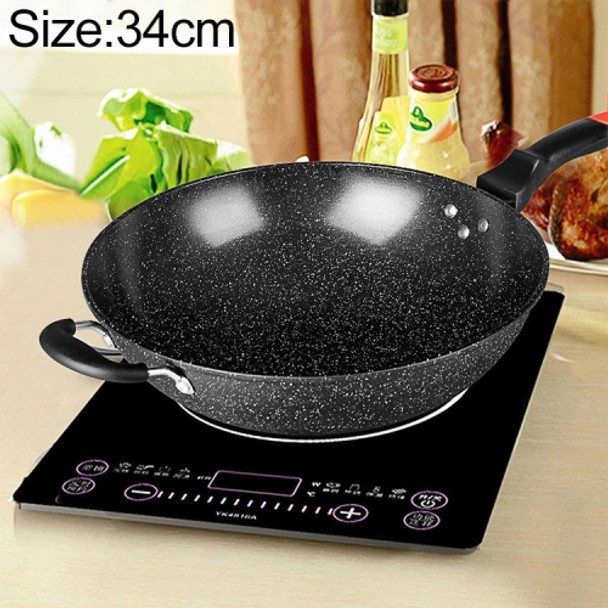 Maifanshi Non-stick Household Oil-free Flat-bottom Wok is Suitable for Gas Cooker Induction Cooker, Size:34cm(Single Pot)