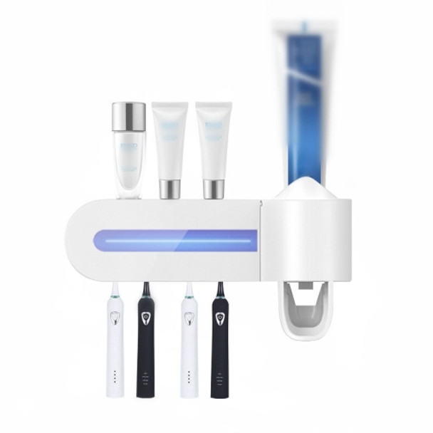 Smart Toothbrush Sterilizer UV Sterilization Electric Wall-mounted Toothbrushing Cup Rack(White)