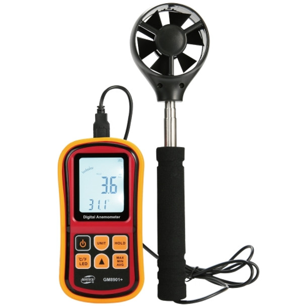 BENETECH GM8901+ High Accuracy Anemometer Wind Speed Gauge Temperature Measure Digital LCD Display Meter Measuring Tool