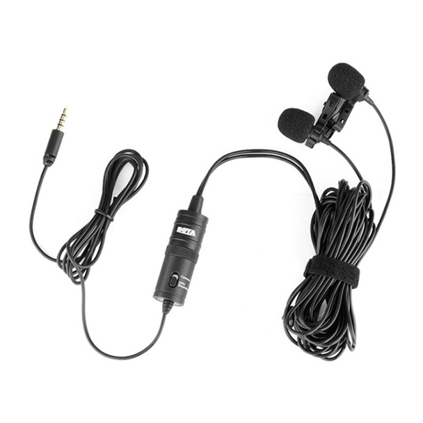 BOYA BY-M1DM Universal 3.5mm Plug Dual Omni-directional Lavalier Microphone, Cable Length: 4m