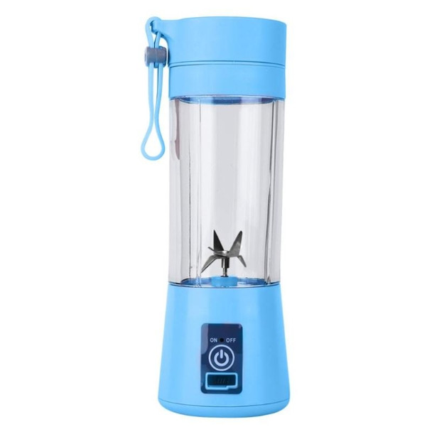 USB Rechargeable Electric Automatic Vegetable Fruit Citrus Orange Juice Maker Cup Mixer Bottle (380ML)(6 Blades Blue)