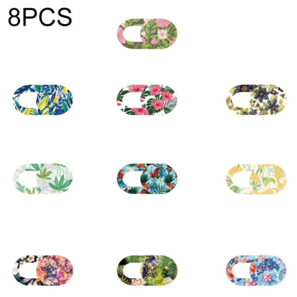 8 PCS Universal Oval Shape Design WebCam Cover Camera Cover for Desktop, Laptop, Tablet, Phones, Color Random(Flower Style)