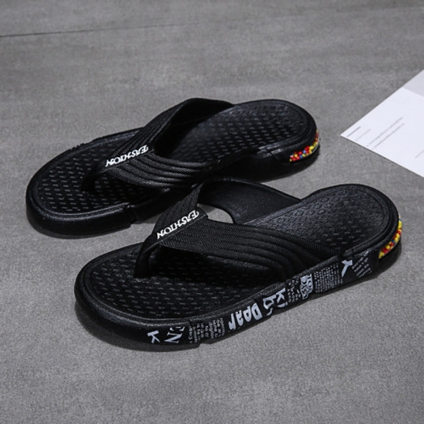 Summer Men Flip Flops Beach Casual Water-Related Shoes Slippers, Size: 44(609 Black White)