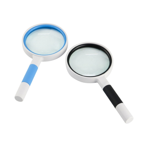 3 PCS Hand-Held Reading Magnifier Glass Lens Anti-Skid Handle Old Man Reading Repair Identification Magnifying Glass, Specification: 85mm 10 Times (Blue White)