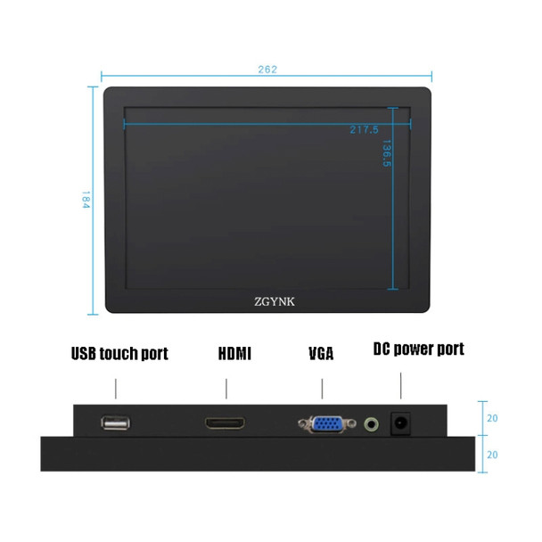 ZGYNK KQ101 HD Embedded Display Industrial Screen, Size: 10 inch, Style:Resistive