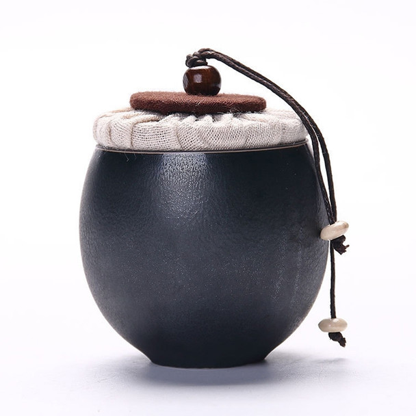 Ceramic Mini Tea Pot Storage Moisture-proof Can Sealed Tea Tank, Single Package (Black)