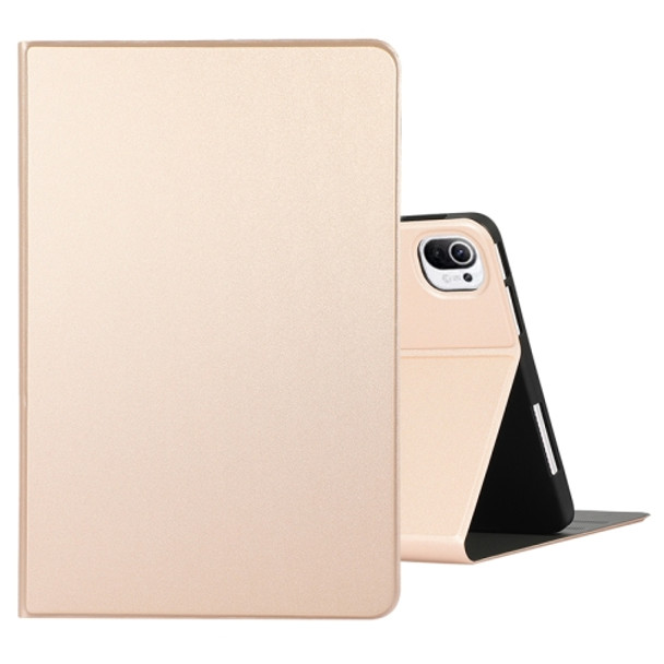 For Xiaomi Pad 5 Voltage Craft Texture TPU Horizontal Flip Protective Case with Holder(Gold)