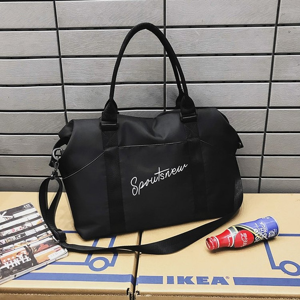 Nylon Shoulder Sports Handbag Large Capacity Travel Bag (Black)