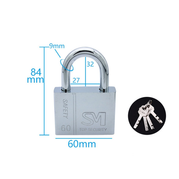 4 PCS Square Blade Imitation Stainless Steel Padlock, Specification: Short 60mm Not Open