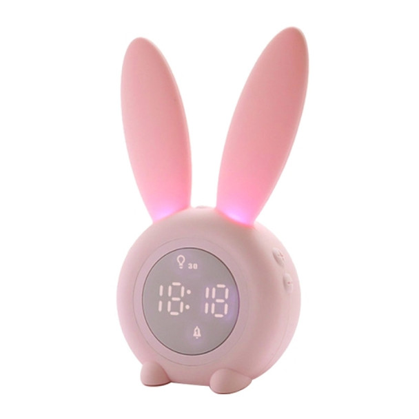 Cute Rabbit Silicone Induction Small Alarm Clock(Pink)