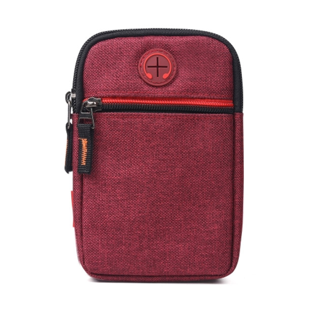 For 5.5-6.5 inch Mobile Phones Universal Canvas Waist Bag with Shoulder Strap & Earphone Jack(Red)