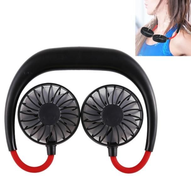 0.3W-1.2W Portable Adjustable Micro USB Charging Hanging Neck Type Aromatherapy Electric Sport Fan(Black)