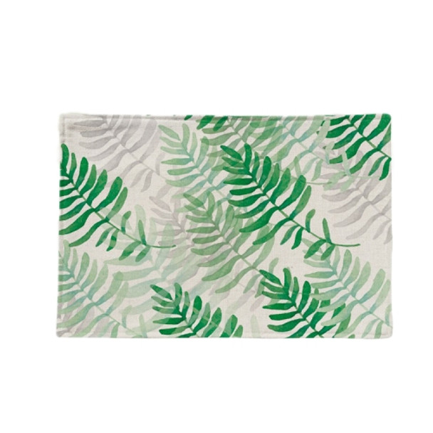 Cotton & Linen Plant Pattern Western Table Mat Coffee Table Insulation Coaster, Specification: Single Side(Fine Green Leaf)
