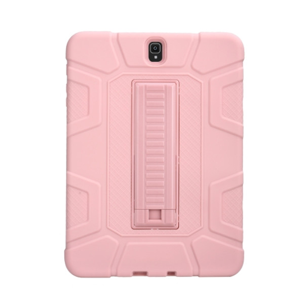 For Samsung Galaxy Tab S3 9.7 T820 C5 Four Corners Shockproof Silicone + PC Protective Case with Holder(Rose Gold)